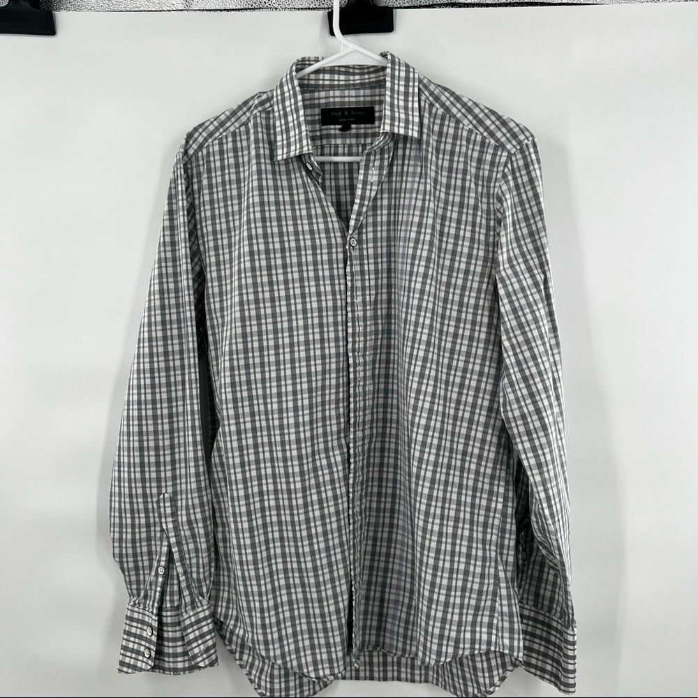 Rag & Bone striped long sleeve shirt black white 15.5”